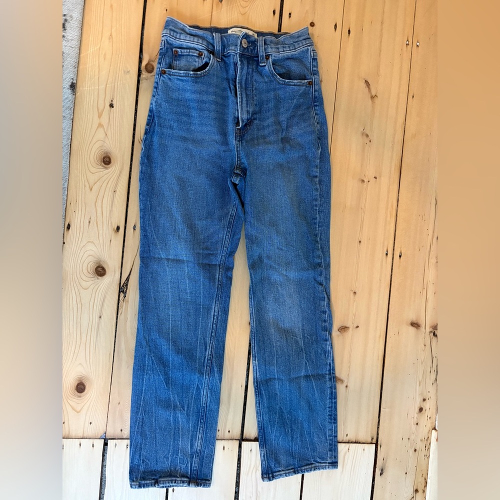 A&F Classic Straight Leg Blue Jeans